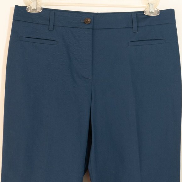Ann Taylor Cotton Crop Pant Curvy Fit Blue Minimal Retro Office Ankle Trouser - Picture 4 of 9
